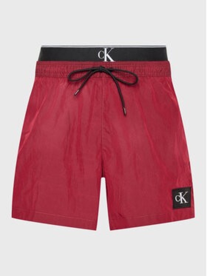 Calvin Klein Swimwear Szorty kąpielowe Medium Double Wb KM0KM00846 Bordowy Regular Fit