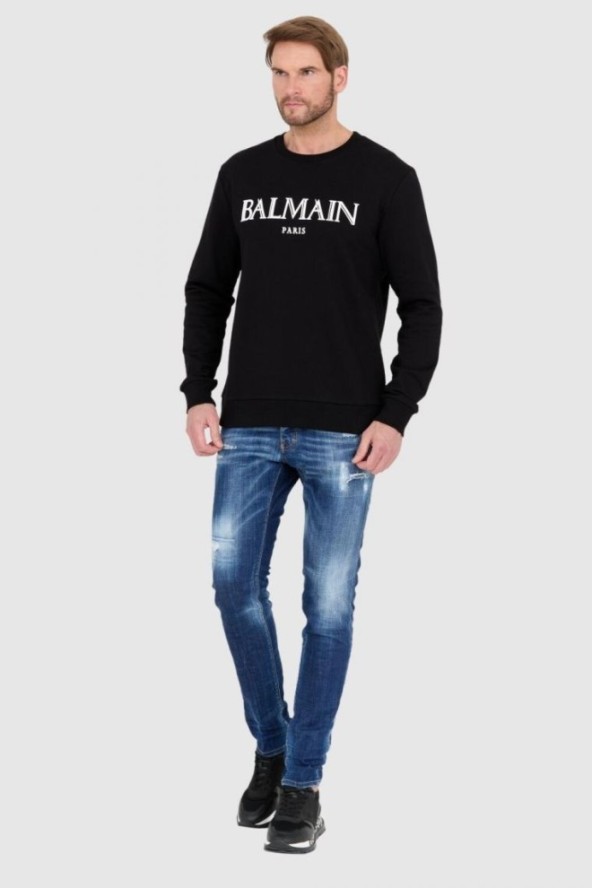 BALMAIN Czarna bluza męska z dużym logo