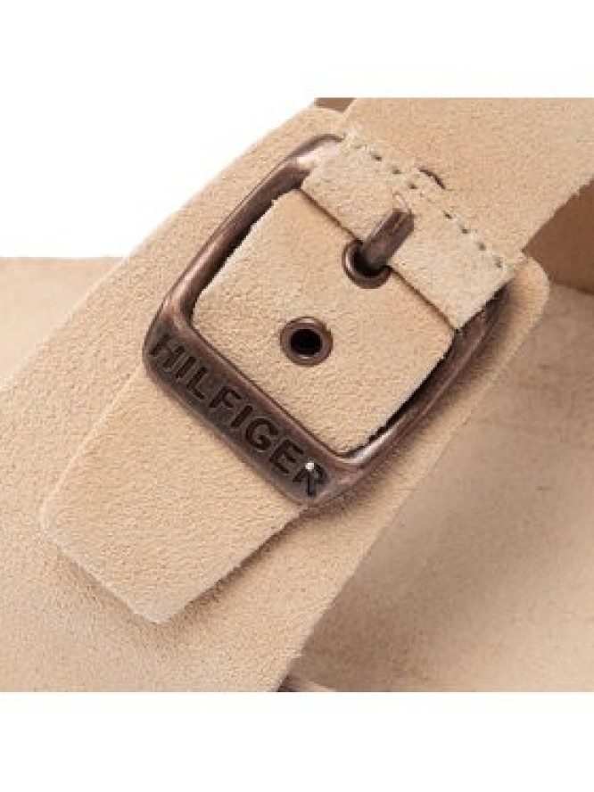 Tommy Hilfiger Klapki Cork Suede Buckle Sandal FM0FM04367 Beżowy