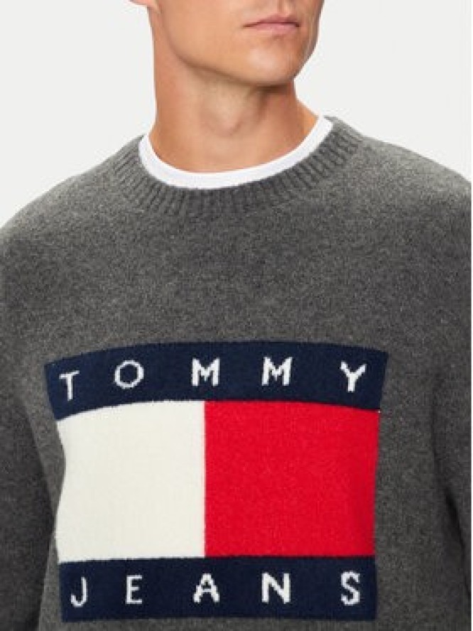 Tommy Jeans Sweter Flag DM0DM19442 Szary Regular Fit