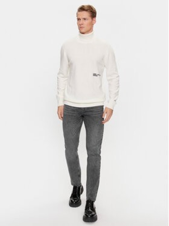 KARL LAGERFELD Golf Klj Lightweight Turtleneck 236D2000 Biały Slim Fit