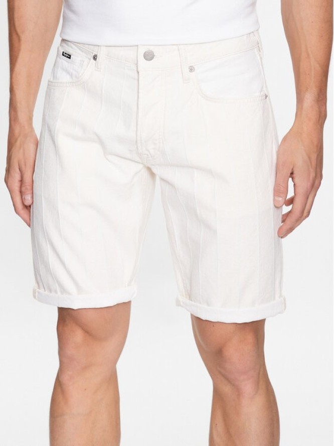Pepe Jeans Szorty jeansowe Callen Short Stripe PM801013 Biały Relaxed Fit