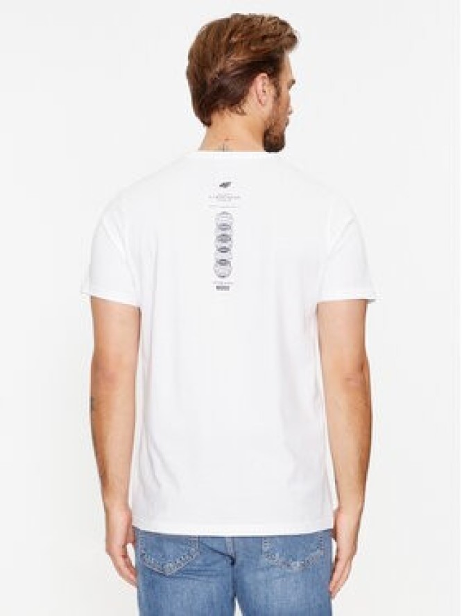4F T-Shirt 4FAW23TTSHM0889 Biały Regular Fit
