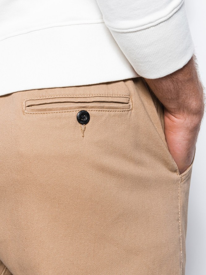 Spodnie męskie materiałowe JOGGERY - beżowe V10 P885 - XXL