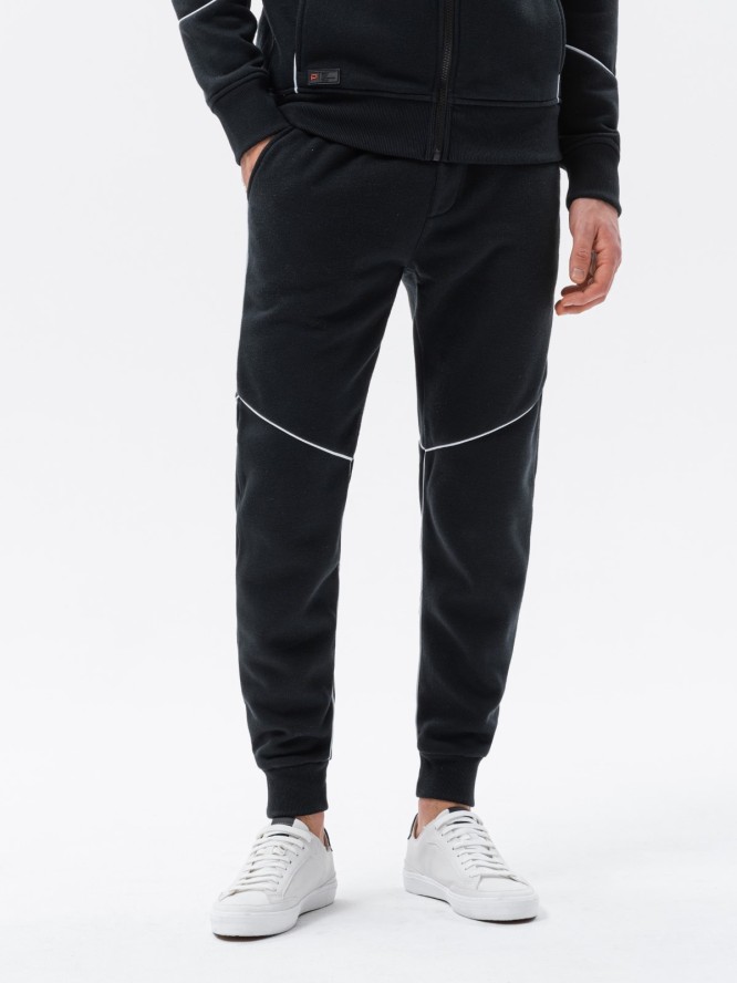 Komplet męski dresowy z kontrastowymi wstawkami bluza + spodnie - czarny V1 Z60 - S