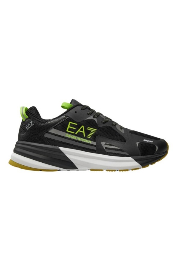 EA7 Czarne sneakersy z zielonym logo