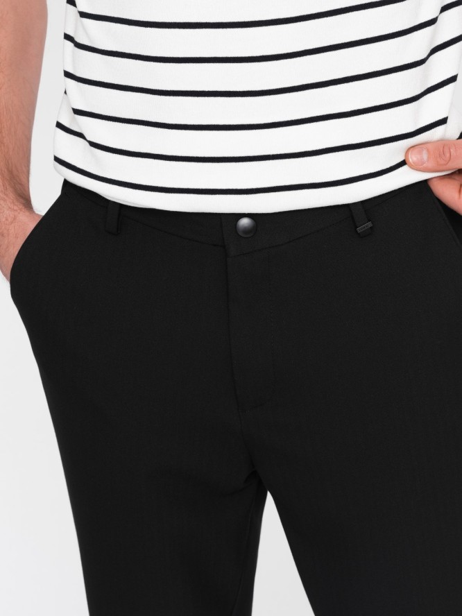 Męskie spodnie chino z gumką w pasie SLIM FIT - czarne V3 OM-PACP-0158 - XXL