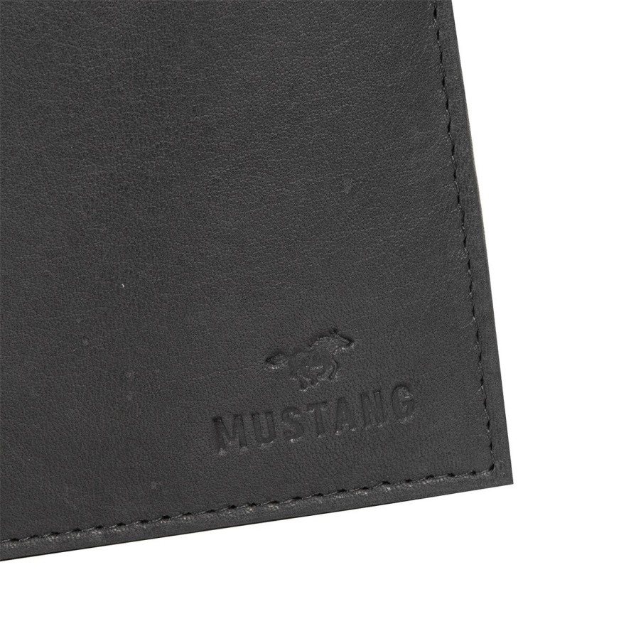 MUSTANG Livorno Wallet Top Opening UNIWERSALNY SKÓRZANY PORTFEL PREMIUM POJEMNY NA KARTY SKÓRA BLACK 06.102900