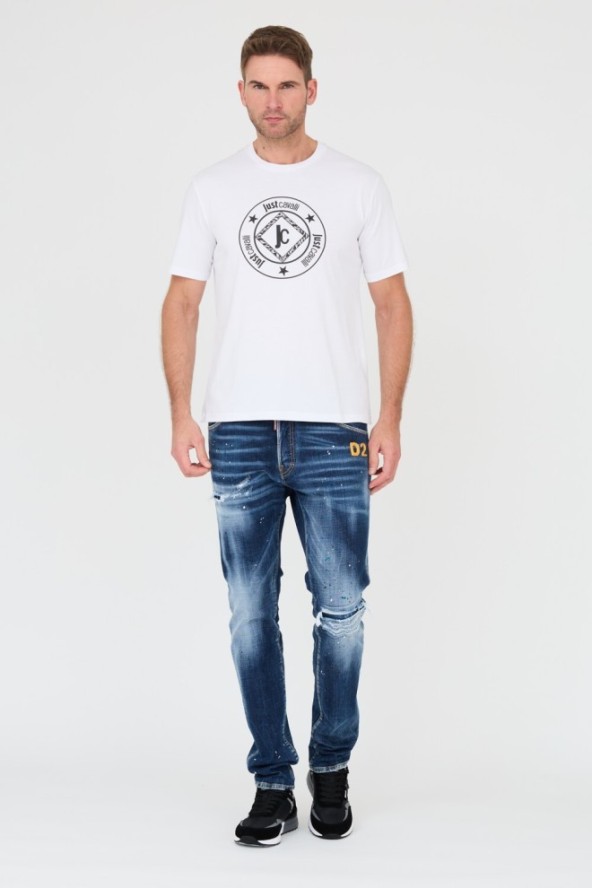 JUST CAVALLI Biały t-shirt Fiche