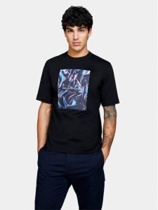 Sisley T-Shirt 3I1XS103I Czarny Regular Fit