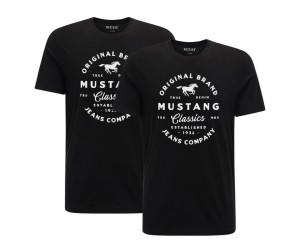 2PAK MUSTANG ALEX C PRINT MĘSKI T-SHIRT KOSZULKA LOGO TEE BLACK 1015052 4142 CZARNY