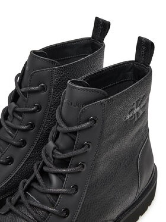 Calvin Klein Kozaki Eva Mid Laceup Boot Lth YM0YM00751 Czarny