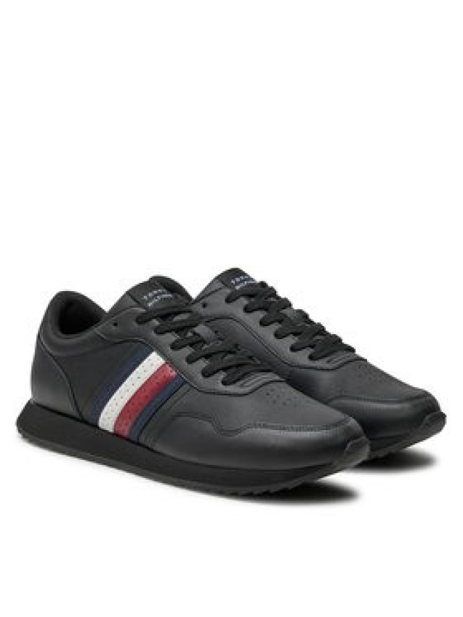 Tommy Hilfiger Sneakersy Runner Evo Lth Mix Ess FM0FM05121 Czarny