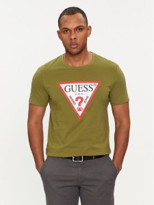 Guess T-Shirt Logo M2YI71 I3Z14 Zielony Slim Fit