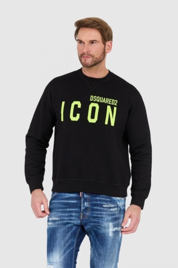 DSQUARED2 Czarna bluza męska z dużym neonowym logo icon