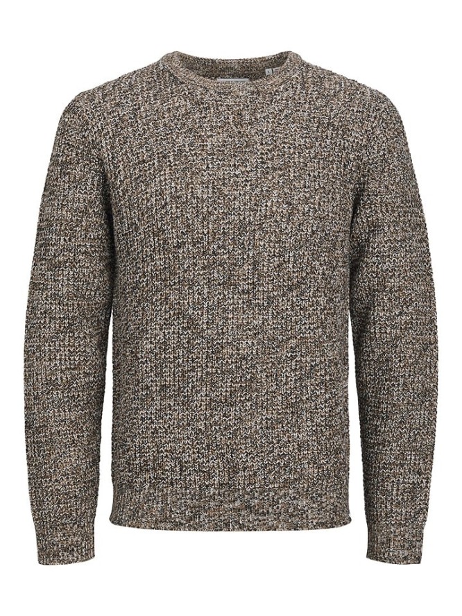 Jack & Jones Sweter "William" w kolorze brązowo-czarno-białym rozmiar: M