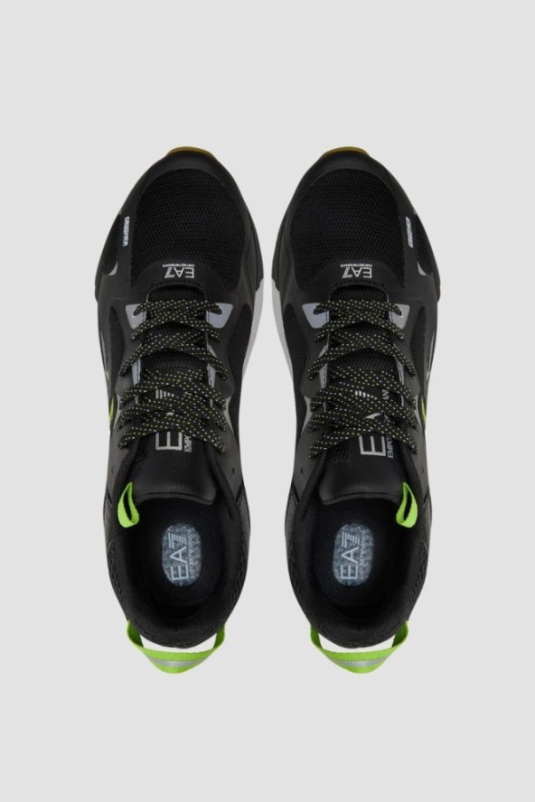 EA7 Czarne sneakersy z zielonym logo