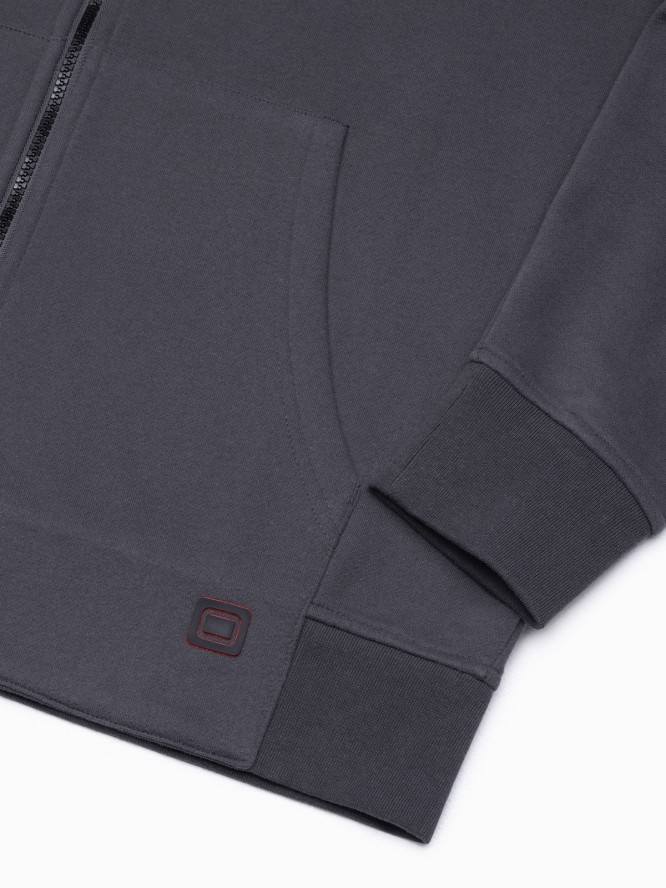 Bluza męska rozpinana hoodie z nadrukami - grafitowa V1 B1423 - L