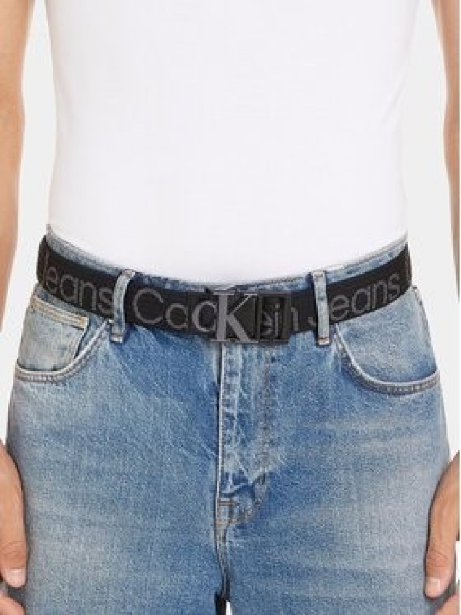 Calvin Klein Jeans Pasek Męski Monogram Slider Webbing Belt35Mm K50K511819 Czarny