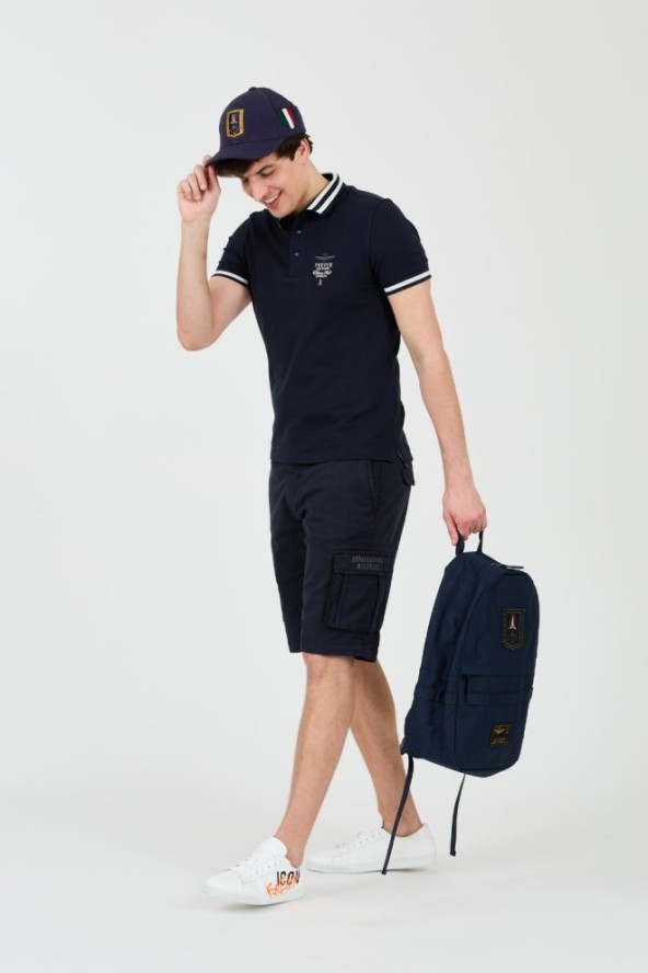 AERONAUTICA MILITARE Granatowe polo Short Sleeve