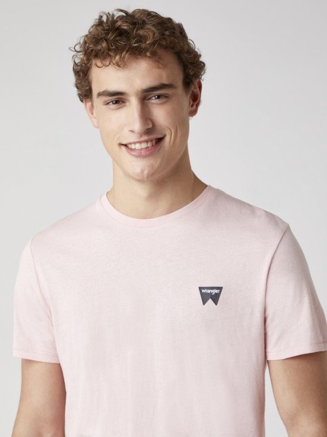 MĘSKI T-SHIRT WRANGLER SS SIGN OFF TEE SILVER PINK W7C07D3TU