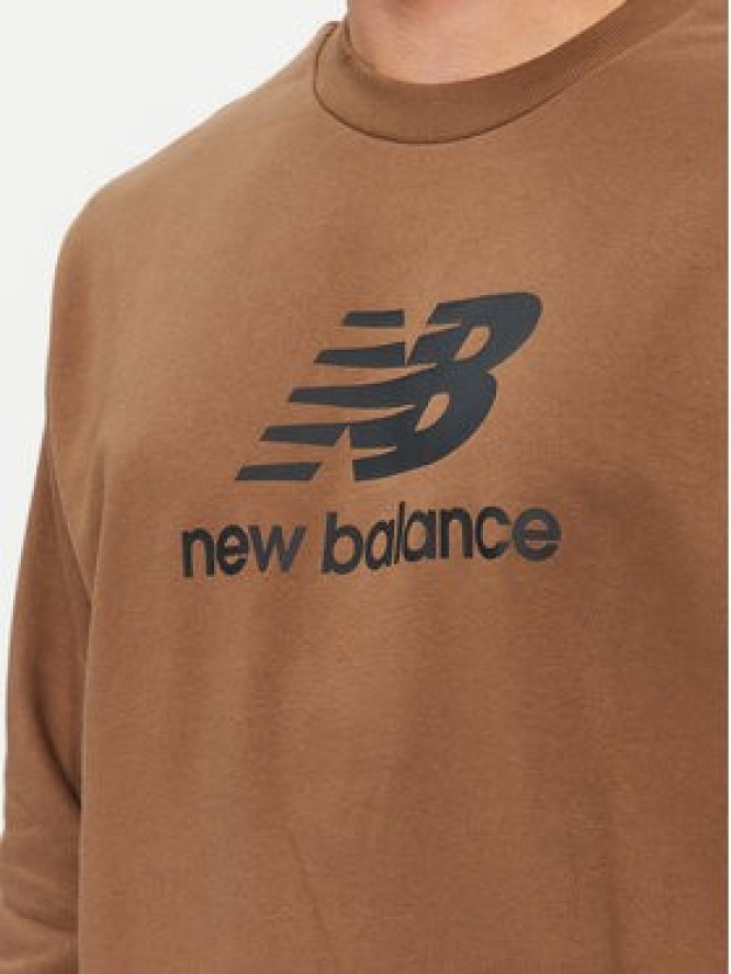 New Balance Bluza Essentials Stacked Logo French Terry Crewneck MT31538 Brązowy Regular Fit