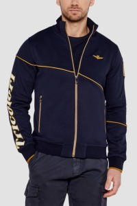 AERONAUTICA MILITARE Granatowa bluza męska Embroidered Color-block