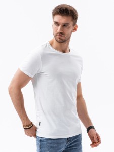 T-shirt męski bawełniany BASIC - biały V4 S1370 - XXL