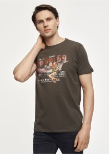 Oliwkowy T-shirt męski Top Gun