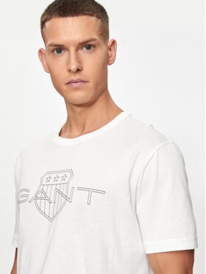 Gant T-Shirt Logo 2005143 Écru Regular Fit