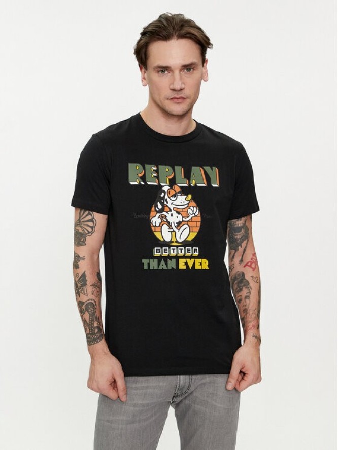 Replay T-Shirt M6800.000.2660 Czarny Regular Fit