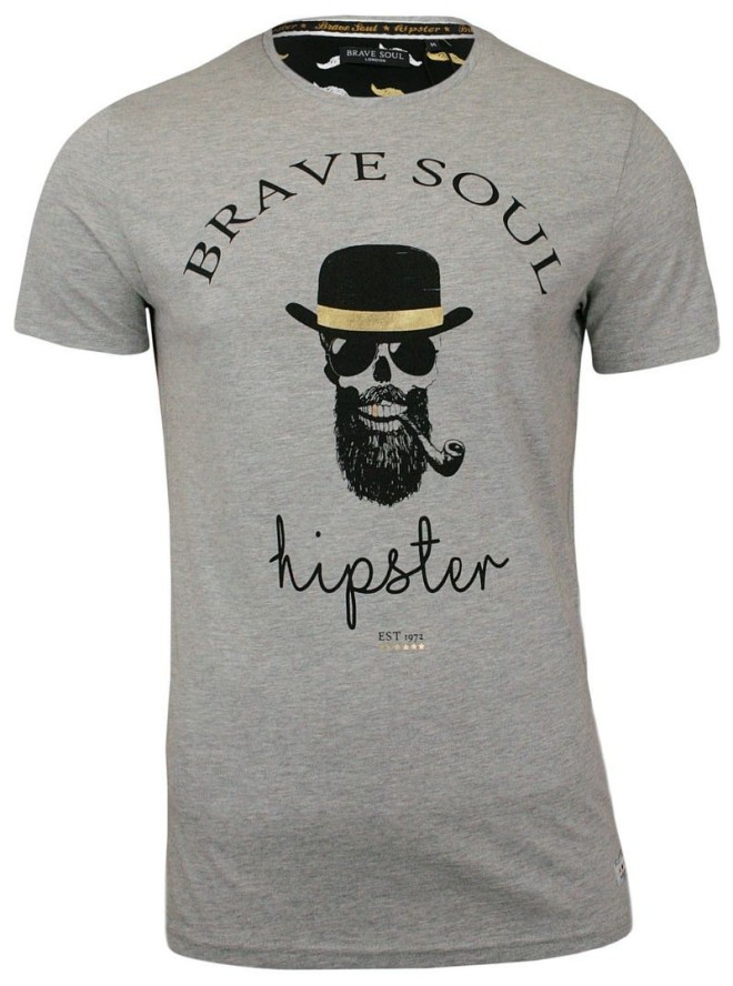 T-Shirt męski (koszulka) - Brave Soul - Hipster z Fajką w Kapeluszu