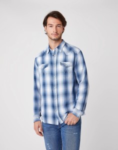 KOSZULA MĘSKA WRANGLER LS WESTERN SHIRT CERULEAN BLUE W5A09TXVT