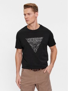 Guess T-Shirt Ss Cn Triangle Embro M4RI27 K8FQ4 Czarny Regular Fit