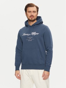 Tommy Hilfiger Bluza Script Logo MW0MW33631 Niebieski Regular Fit