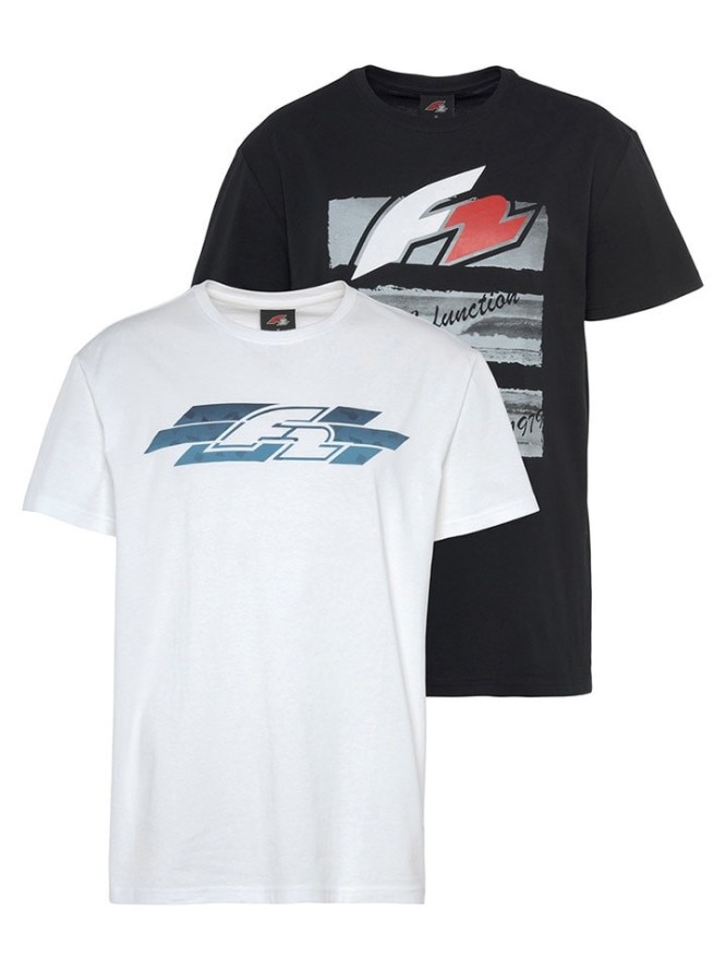 f2 Koszulki (2 szt.) w kolorze czarnym i białym rozmiar: L