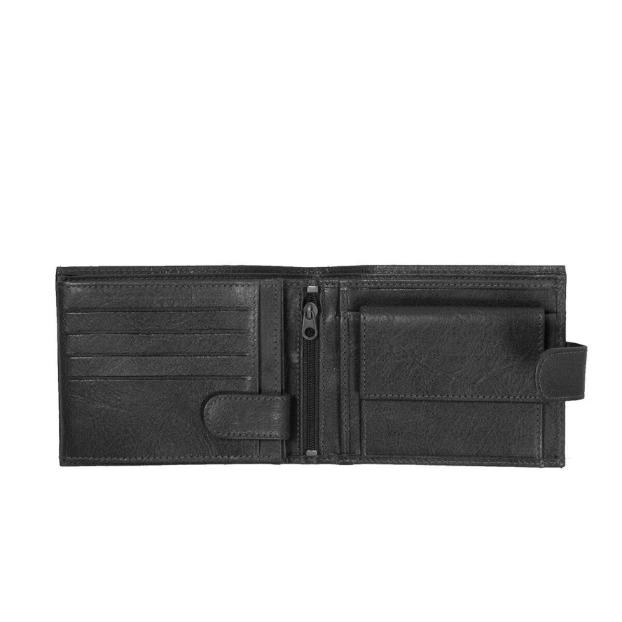 MUSTANG Triest Wallet Side Opening MĘSKI SKÓRZANY PORTFEL PREMIUM POJEMNY NA KARTY SKÓRA BLACK 06.102800