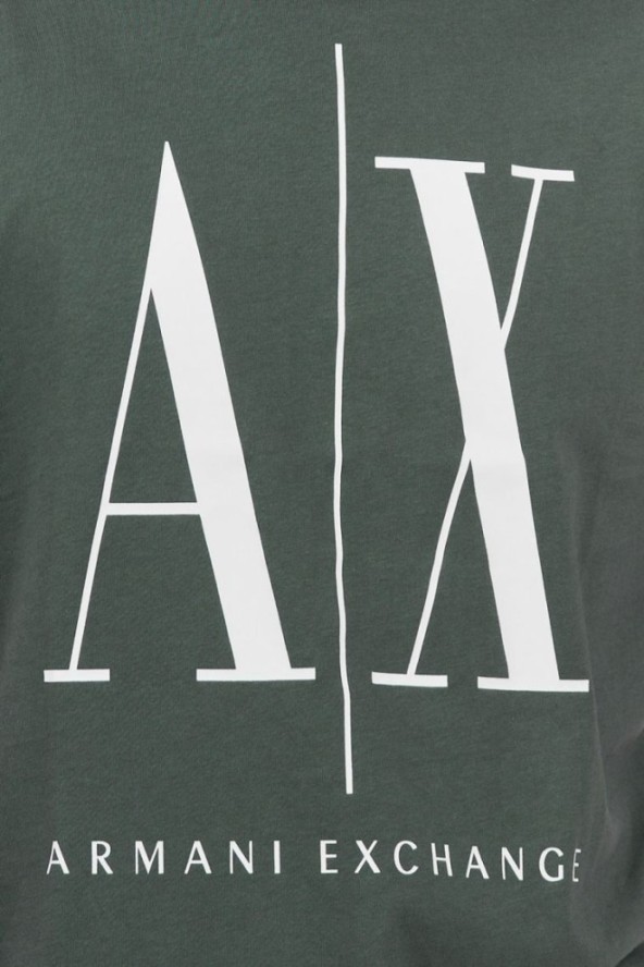 ARMANI EXCHANGE Szaro-zielony t-shirt męski z dużym logo