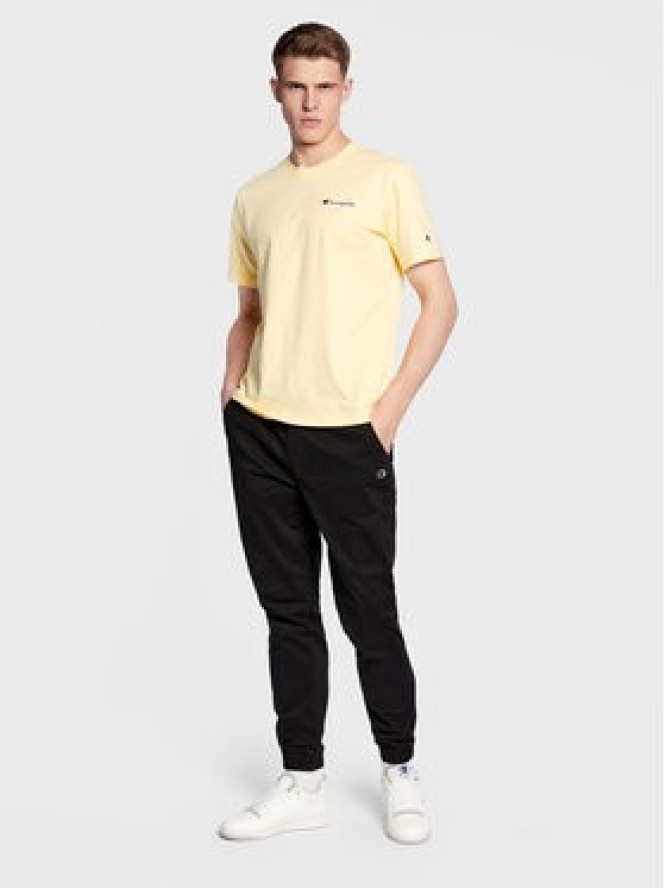 Champion T-Shirt Small Script Logo Embroidery 218006 Żółty Regular Fit