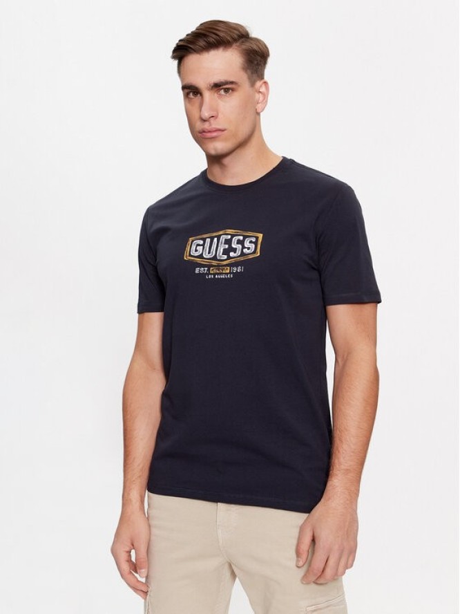 Guess T-Shirt M4RI33 J1314 Granatowy Slim Fit