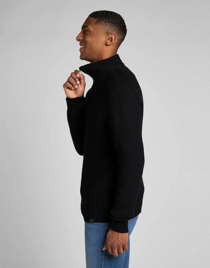 LEE HALF ZIP KNIT MĘSKI SWETER ROZPINANY BLACK L83YDE01