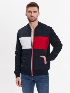 Tommy Hilfiger Bluza Mix Media MW0MW30010 Granatowy Regular Fit