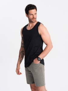 Męska bawełniana koszulka tank top BASIC – czarna V3 OM-TSBT-0192 - XXL