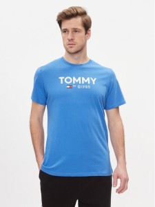 Tommy Jeans T-Shirt Tjm Slim Essential Tommy Tee DM0DM18264 Niebieski Slim Fit
