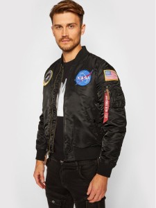 Alpha Industries Kurtka bomber Nasa 166107 Czarny Regular Fit