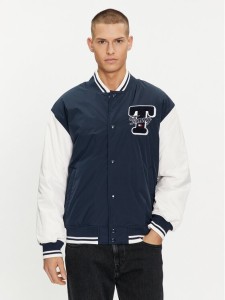 Tommy Jeans Kurtka bomber Colorblock Varsity DM0DM18702 Granatowy Regular Fit