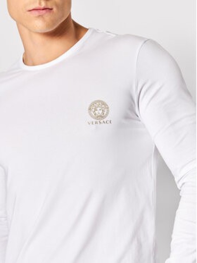 Versace Longsleeve Girocollo AUU01007 Biały Regular Fit