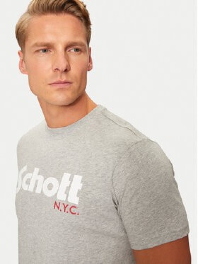 SCHOTT N.Y.C. T-Shirt TSLOGO Szary Regular Fit