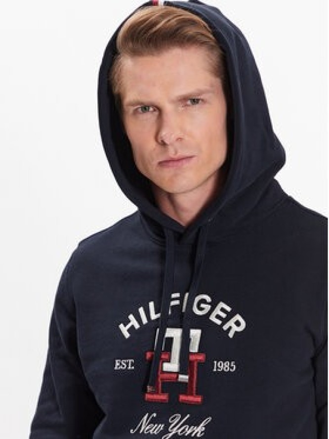 Tommy Hilfiger Bluza Curved Monogram MW0MW30017 Granatowy Regular Fit