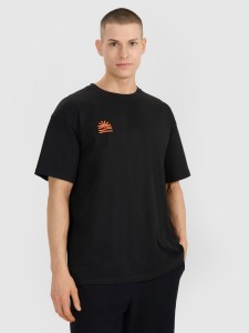 4F T-shirt oversize z nadrukiem męski - czarny M